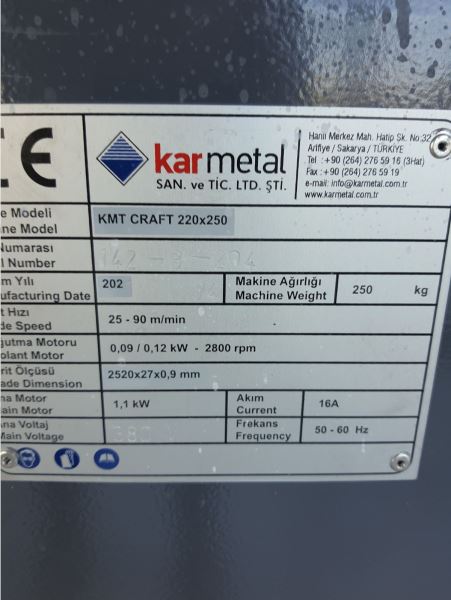 Stokta Hazır Karmetal 220 x 250 Şerit Testere